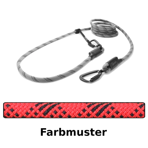 EASYLONG Hundeleine TWIST - L - 3m - rot mit schwarzen Linien